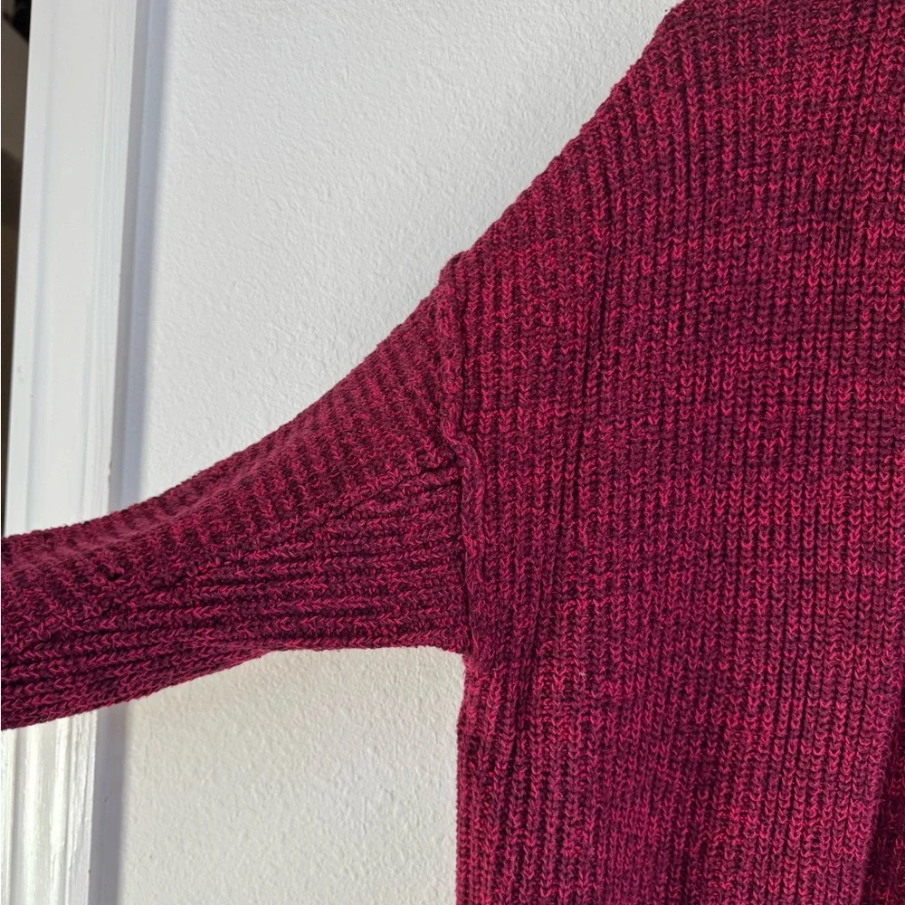 Free People Burgundy Ribbed Open Cardigan